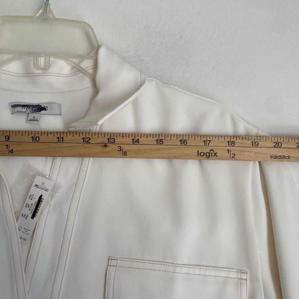 Madewell Tunic Shirt Size L Ivory Long Sleeve Relaxed Classic Old Money - Picture 7 of 11